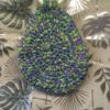Suspension grande goutte bleu vert anneau bois – Image 2