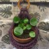 Suspension grande goutte violet anneau bois – Image 4