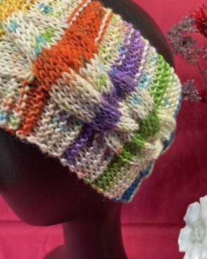 Bandeau laine large torsadé – multicolore