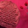 Bonnet boule enfant bordeaux torsadé – Image 2