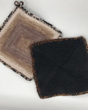Manique en coton double épaisseur – marron glacé et noir