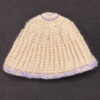 Bonnet laine bébé écru et mauve – Image 2