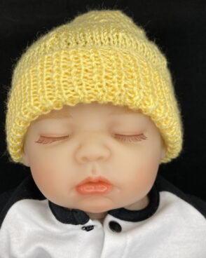 Bonnet laine bébé jaune layette – Taille naissance